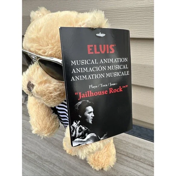 Elvis Presley Jailhouse Rock Musical Animation Singing Teddy Bear Plush NEW - Picture 4 of 8